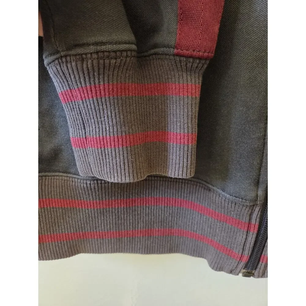 The North Face Full Zip Track Athletic Jacket Gray Maroon Stripe Men’s Large